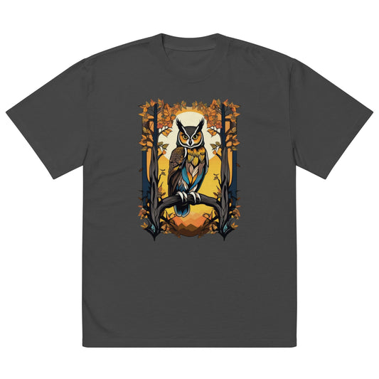 Long eared Owl design - Oversized faded T-shirt