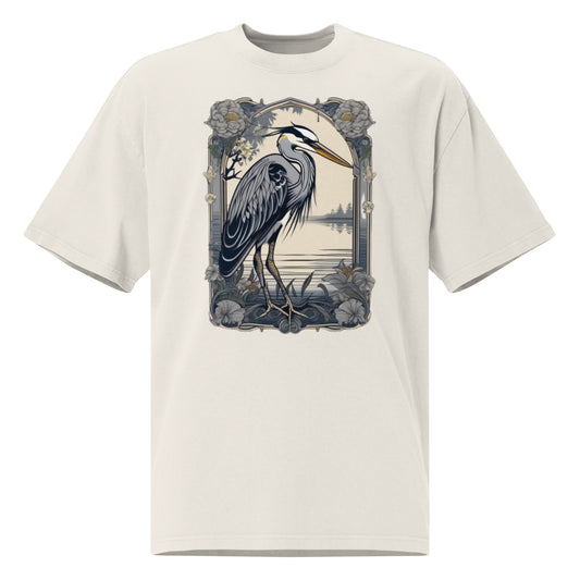 The Grey Heron design - Oversized faded T-shirt