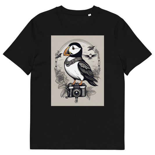 Puffin on camera design - Unisex fitted cotton T-Shirt