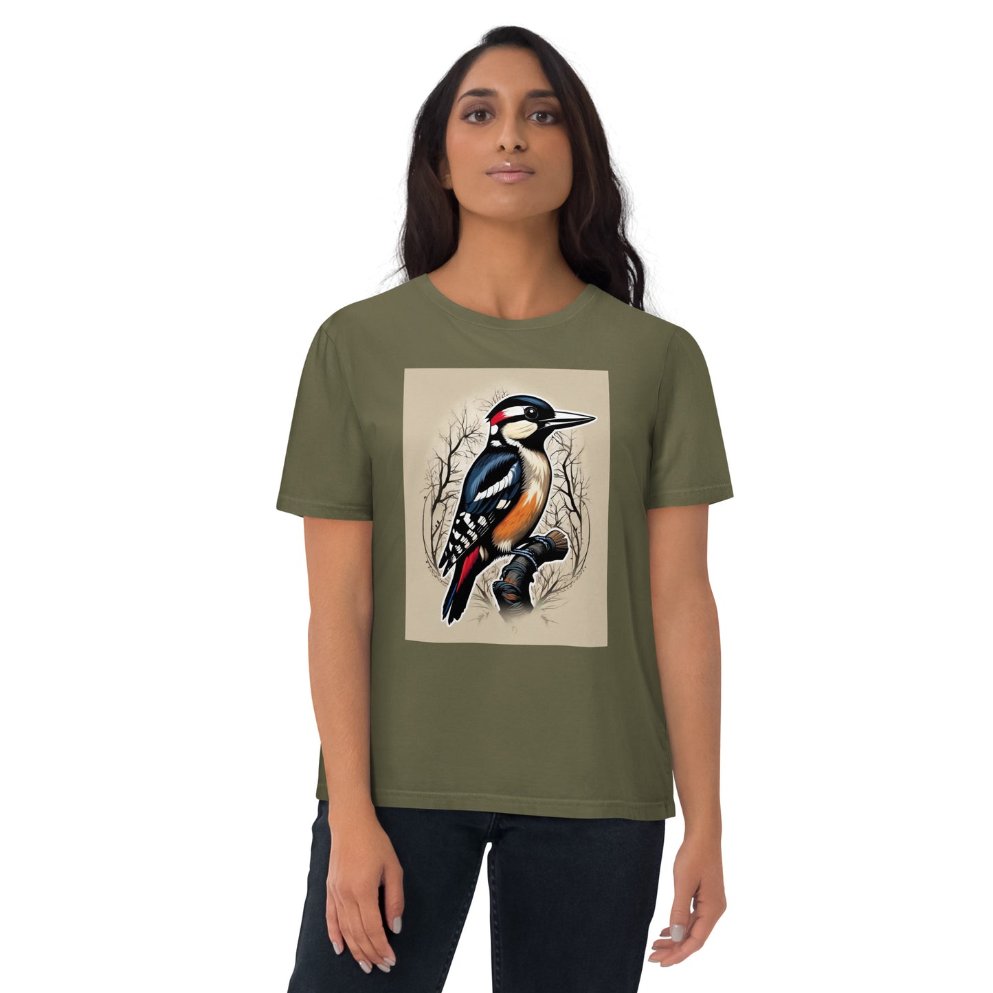 Great spotted Woodpecker design - Unisex fitted cotton T-Shirt